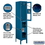 Salsbury Industries S-62155BL-U 12" Wide Double Tier See-Through Metal Locker - 1 Wide - 5 Feet High - 15 Inches Deep - Blue - Unassembled