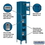 Salsbury Industries S-63165BL-U 12" Wide Triple Tier See-Through Metal Locker - 1 Wide - 6 Feet High - 15 Inches Deep - Blue - Unassembled
