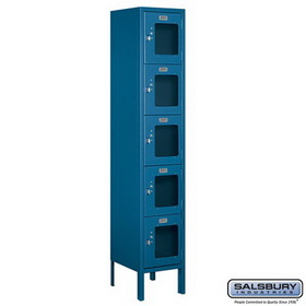 Salsbury Industries 12" Wide Five Tier Box Style See-Through Metal Locker - 1 Wide - 5 Feet High - 12 Inches Deep