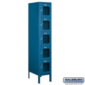 Salsbury Industries 12" Wide Five Tier Box Style See-Through Metal Locker - 1 Wide - 5 Feet High - 18 Inches Deep