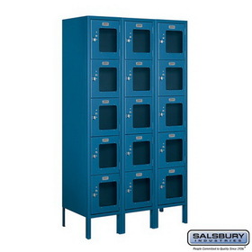 Salsbury Industries 12" Wide Five Tier Box Style See-Through Metal Locker - 3 Wide - 5 Feet High - 15 Inches Deep