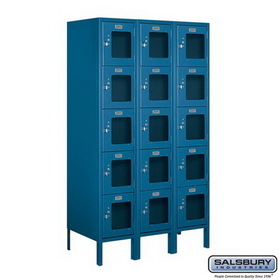 Salsbury Industries 12" Wide Five Tier Box Style See-Through Metal Locker - 3 Wide - 5 Feet High - 18 Inches Deep