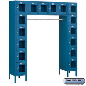 Salsbury Industries 12" Wide Six Tier Box Style Bridge See-Through Metal Locker - 16 Box - 18 Inches Deep