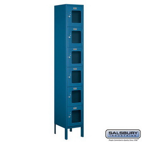 Salsbury Industries S-66162BL-A 12" Wide Six Tier Box Style See-Through Metal Locker - 1 Wide - 6 Feet High - 12 Inches Deep