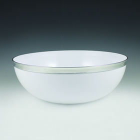 Maryland Plastics R22010SVR 10.5" Regal Silver Edge Bowl, White/Silver
