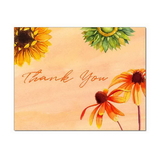 Sunny Flowers Thank You Note Card, Blank Parchment Post Card, 65lb Cover