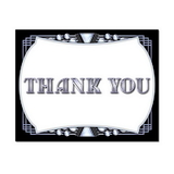 Chrome Deco Thank You Card, Blank Parchment Post Card, 65lb Cover