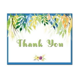 Summer Foliage Thank You Note Card, Blank Parchment Post Card, 65lb Cover