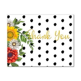 Daisy Dots Thank You Card, Blank Parchment Post Card, 65lb Cover