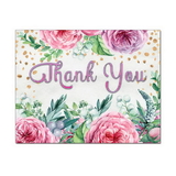 Confetti Flowers Thank You Card, Blank Parchment Post Card, 65lb Cover