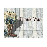 Boot Bouquet Thank You Card, Blank Parchment Post Card, 65lb Cover
