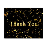 Gold Confetti Thank You Card, Blank Parchment Post Card, 65lb Cover