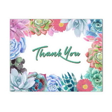 Succulent Border Thank You Note Card, Blank Parchment Post Card, 65lb Cover