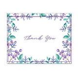 Purple Leaves Thank You Card, Blank Parchment Post Card, 65lb Cover