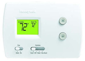 Honeywell TH3210D1004 Premier White 24v Pro 3000 Digital Non Programmable Dual Powered Heat Pump Thermostat With Backlit Display 2H-1C 45-90F