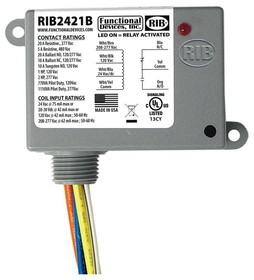 Rib Relays RIB2421B Enclosed Relay 20 Amp Spdt with 24 Vac/dc/208-277 Vac/120 Vac Coil