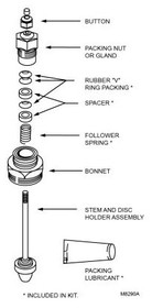 Honeywell 14003294-004 Valve Repack Kit For 1/2"-1-1/4" V5011A, C, F, G & V5013A & F With 1/4" Stem For Water Service Replaces 14003294-003