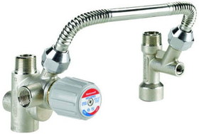 Honeywell AMX300TLF Direct Connect water heater kit with 3/4" ASSE 1017 mixing valve, 3/4" cold water tee, and 8" SS flex connector "LEAD FREE" REPLACES AMX300T