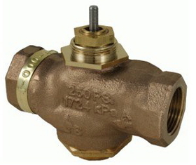 Schneider Electric VB-7313-0-4-08 1" NPT. 3 Way Mixing, Bronze Body Brass Plug, No Disc Cv=14