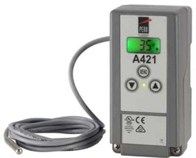Johnson Controls A421ABG-02C Electronic Single Stage Temperature Control, 120/240 Vac, UL Type 1, IP20, SPDT, with 12 Amp Power Cord, 2m (6'-6") Temperature Sensor -40 F to 212 F Replaces A419ABG-3C