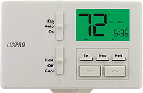 Lux P711-010 24v/Millivolt Dual Powered Digital Programmable / Non Programmable Conventional / Heat Pump Single Stage Horizontal Mount Thermostat With Temp Limits 1H-1C 45-90F Replaces P711