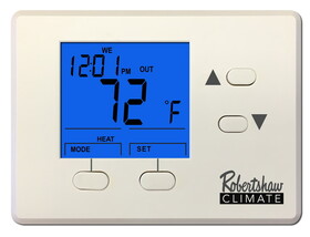Robertshaw RS1100 24v/millivolt Digital Heat Only Programmable / Non Programmable Single Stage Battery Powered Thermostat With Back Lighting 40-90F