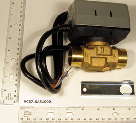 Honeywell VC8715AS1000 24V 1" Sweat 2-Way Valve & Actuator Assembly With Aux. Switch Cv=7.0