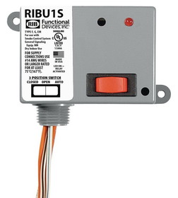 Rib Relays RIBU1S Enclosed Pilot Relay 10 Amp SPST-N/O + Override with 10-30 Vac/dc/120 Vac Coil