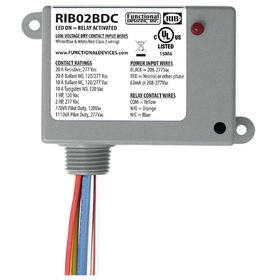 RIB Relays RIB02BDC Enclosed Relay, Class 2 Dry Contact input, 208-277Vac pwr, 20A SPDT