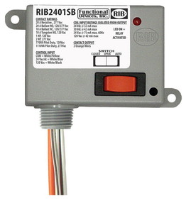 Rib Relays RIB2401SB Enclosed Relay 20Amp SPST-NO + Override 24Vac/dc/120Vac