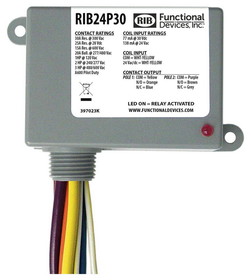Rib Relays RIB24P30 Enclosed Relay 30Amp DPDT 24Vac/dc