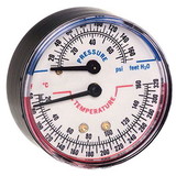 Honeywell TD-090 Tridicator Pressure & Temperature Gauge Short Probe 75 Psi Max, 60-320F 1/4