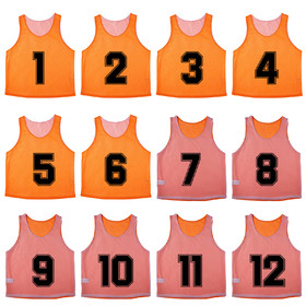 TopTie Sets of 12 (#1-12, 13-24) Numbered Tank Top Reversible Pinnies Training Vests Soccer Sports Bibs Football Jersey for Adult Youth