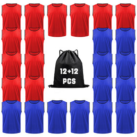 TOPTIE 24 PCS Nylon Mesh Scrimmage Team Training Vests for Adult Young Child