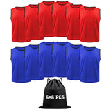 TOPTIE 12 PCS Nylon Mesh Scrimmage Team Training Vests, Event Vest for Basketball, for Adult Young Child