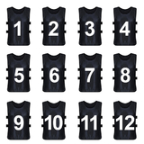 TopTie Soccer Pinnies with Numbers Sets of 12 (#1-12, 13-24) Numbered / Blank Training Vest Soccer Bibs