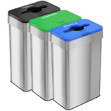HLS Commercial HLS21UOTTRIO 21 Gallon / 80 Liter Stainless Steel Rectangular Open Top Trash Can Recycle Bin Compost Bin with Dual Odor Fliters