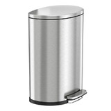 HLS Commercial HLSS13DFR 13.2 Gallon / 50 Liter Fire Rated Stainless Steel Semi-Round Soft Step Trash Can with Odor Filter and Removable Inner Bucket