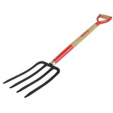 Red Rooster Spading Fork - Premium Quality Forged, 4 Tine