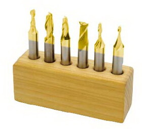 Michigan Drill 241AT TiN Coated Double-End End Mills Sets- HS Four Flute, 3/8" Shank, 6 pieces