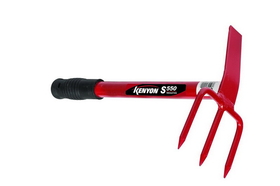 Kenyon 41222 Cultivator and Mattock, 3-Prong Cultivator & 1.25" Planting Head, Welded, 14" Overall Length, Anti-Slip Vinyl Grip