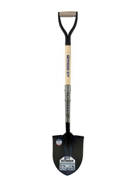 Seymour 45011 Round Point Shovel, 14 Gauge #2 / 9.5" x 11.5" , PowerSocket & Forward Turned Boot Step, Two Solid Steel Rivets, 29" Precision Lathe Turned American Ash, Steel D Grip