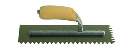 Midwest Rake 47403 V-Notch Trowel, 1/4" Notch Depth, Riveted, 11" x 4-1/2" Overall Size, Ergonomic Wood Grip