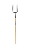 Seymour 49276 Manure Fork, Forged 5-Tine, Steel Ferrule, 48" Precision Lathe Turned American Ash Handle