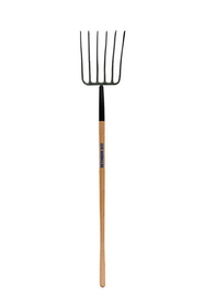 Seymour 49278 Manure Fork, Forged 6-Tine, Steel Ferrule, 48" Precision Lathe Turned American Ash Handle