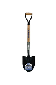Seymour 49331 Round Point Shovel, 14 Gauge #2 / 9.5" x 11.5" , Forward Turned Step, Extended 11" Tab Socket with Two Solid Steel Rivets, 30" Precision Lathe Turned American Ash, Steel D Grip