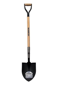 Seymour 49338 Round Point Shovel, 14 Gauge #2 / 9.5" x 11.5" , Forward Turned Step, Extended 11" Tab Socket with Two Solid Steel Rivets, 39" Precision Lathe Turned American Ash, Steel D Grip