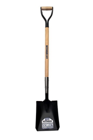 Seymour 49339 Square Point Shovel, 14 Gauge #2 / 9.5" x 11.5" , Forward Turned Step, Extended 11" Tab Socket with Two Solid Steel Rivets, 39" Precision Lathe Turned American Ash, Steel D Grip