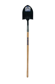 Seymour 49340 Round Point Shovel, 14 Gauge #2 / 9.5" x 11.5" , Rear Rolled Step, Extended 11" Tab Socket with Two Solid Steel Rivets, 48" Precision Lathe Turned American Ash Handle