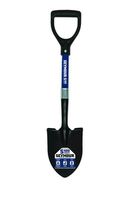 Seymour 49352 Round Point Shovel, MiniPro Shovel 6" x 8", Forward Turned Step, PermaGrip, 12" Professional Grade Fiberglass, Poly D Grip